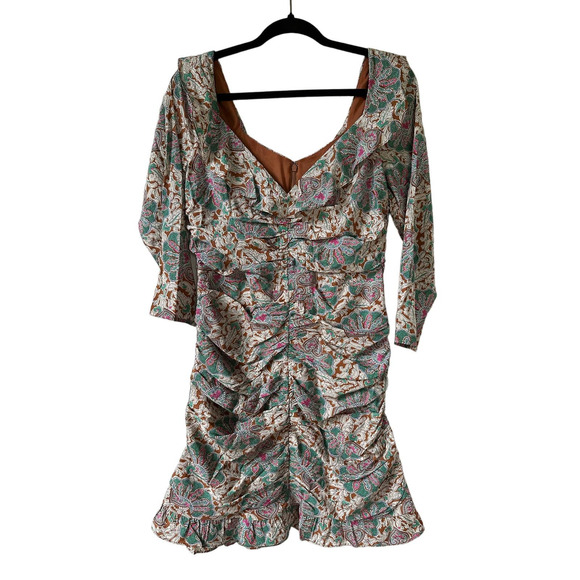 NWT Veronica Beard Lozano Floral Ruched Mini Dress - Picture 2 of 8